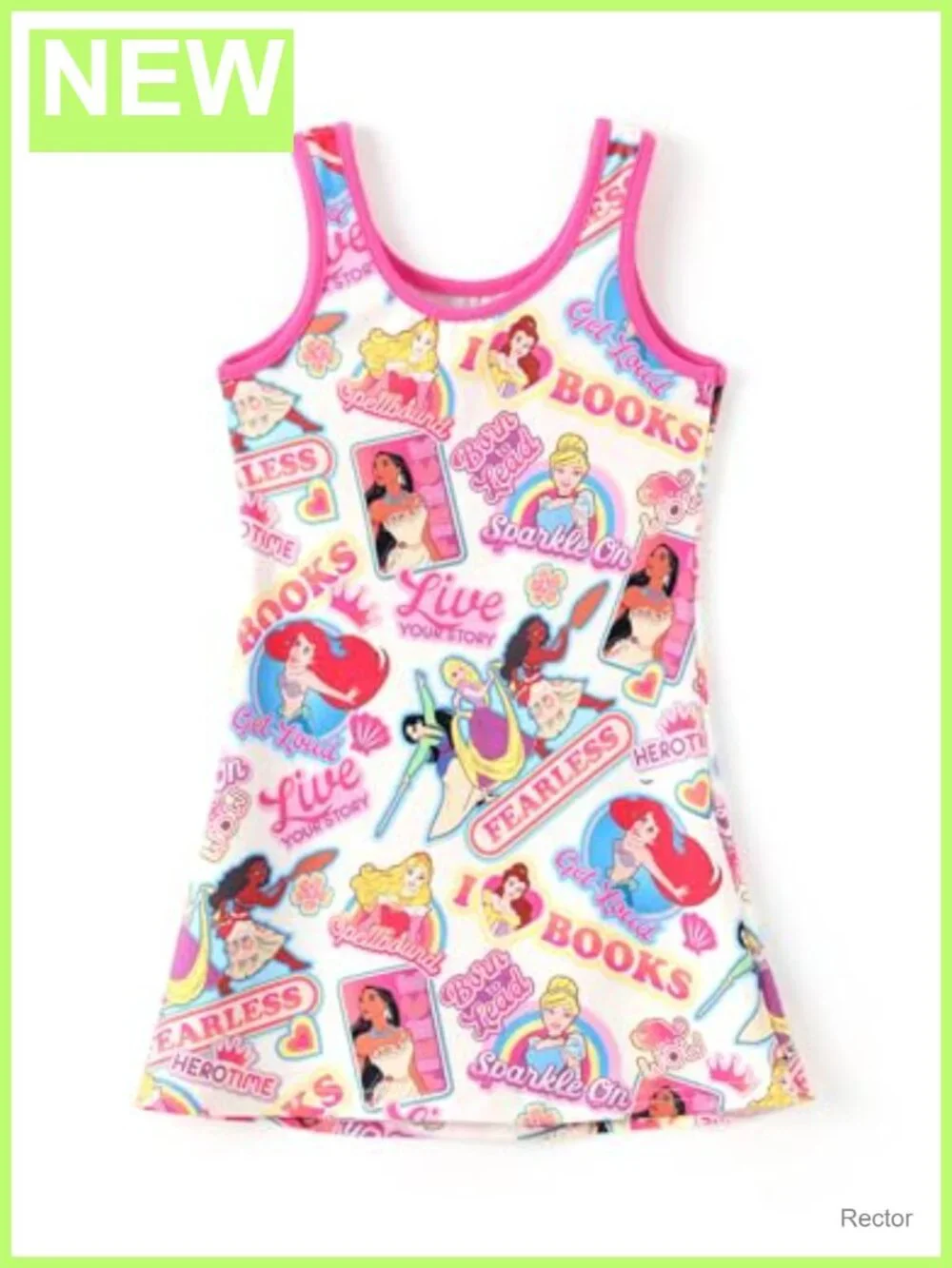 Girls Disney Stitch Princess Frozen Elsa Minnie Sleeveless A-Line Tank Dress